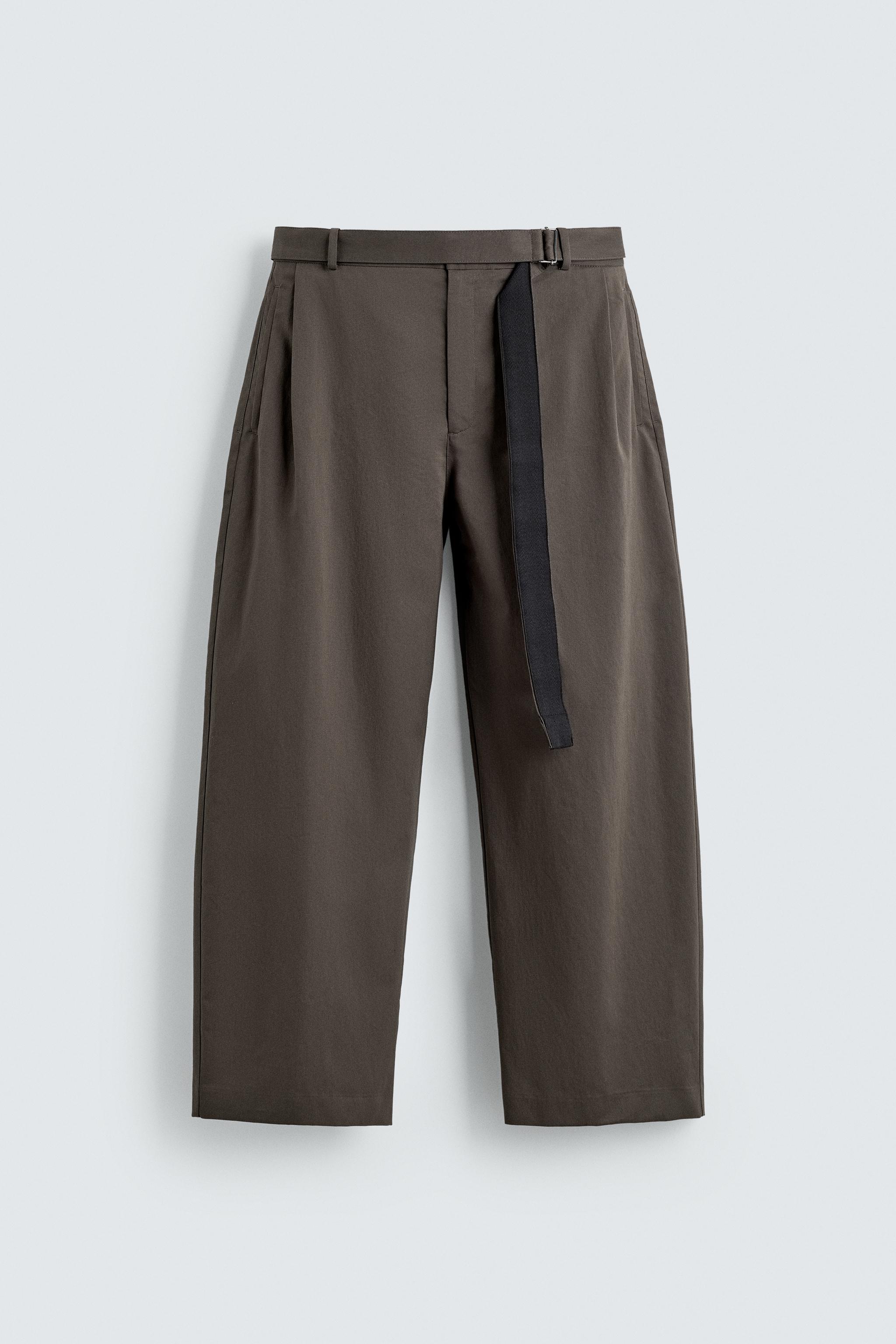 BELTED WIDE FIT PANTS